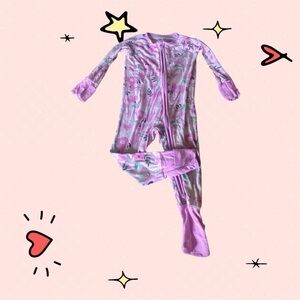 Little Sleepies Pink Wildflower Convertible Zippy Sz 3-6 months